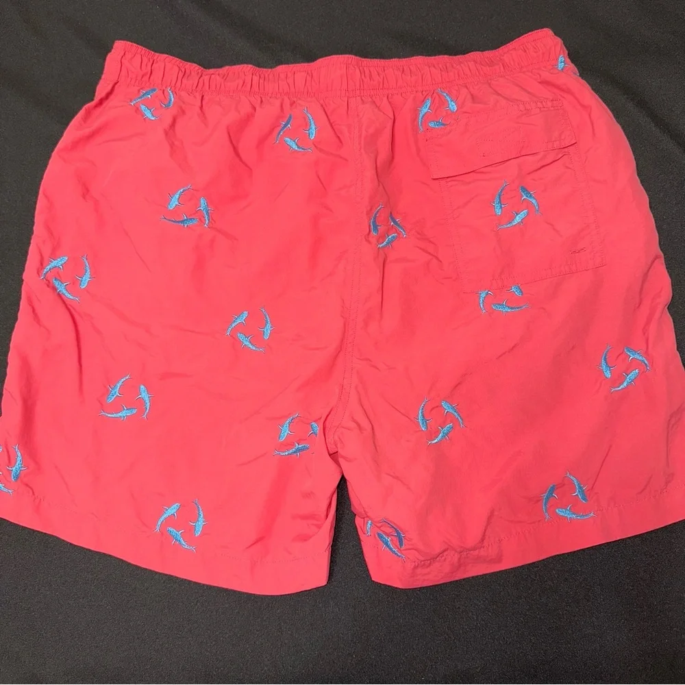 J. McLaughlin swim‎ trunks men’s XL Red with blue sharks